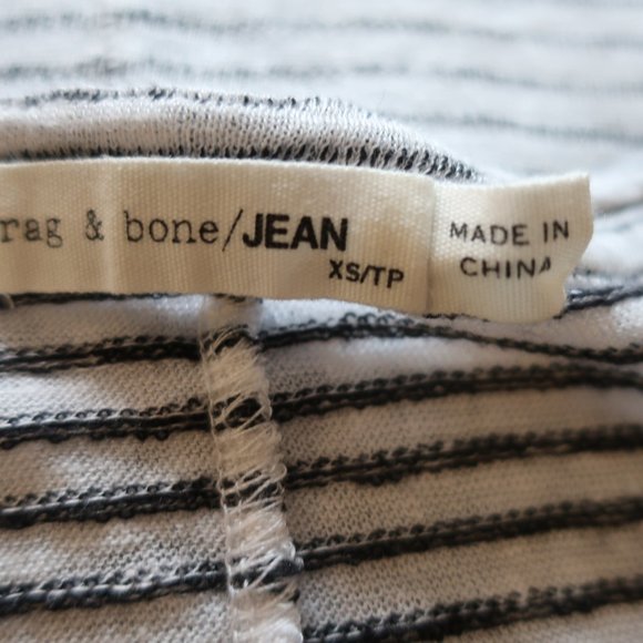 RAG & BONE WHITE/BLACK STRIPED V-NECK T-SHIRT XS - Picture 7 of 7